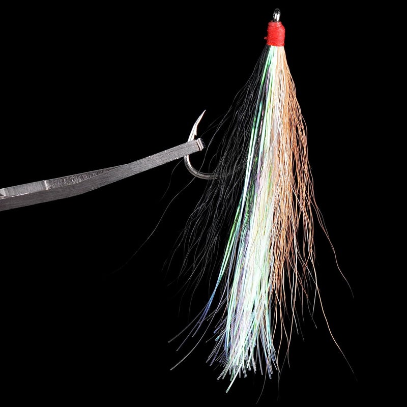 FUSIGO Bucktail Teasers Fishing Hooks Saltwater, 10pcs Fishing Teaser Lures Crystal Mylar Flash Teasers Jig Hooks for Flounder Salmon Trout Striped Sea Bass Bluefish - Image 4
